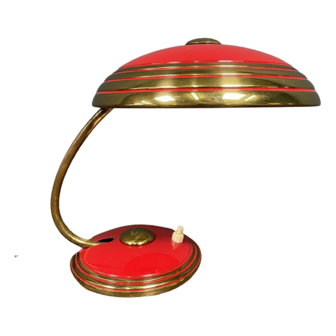 Rood Met Messing Helo Bureaulamp