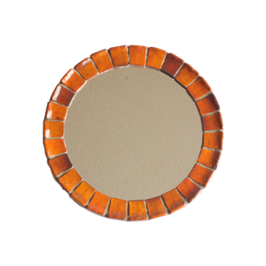 Round Orange Ceramic Tiles Mirror, 1960S.