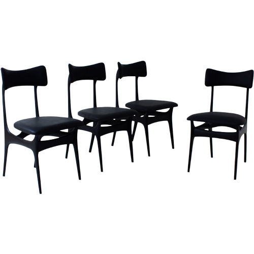 Set Of Four Black S3 Chairs