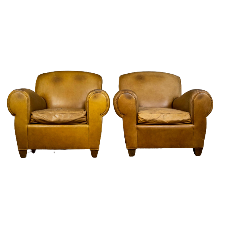 Set Of Leather French Clubchairs