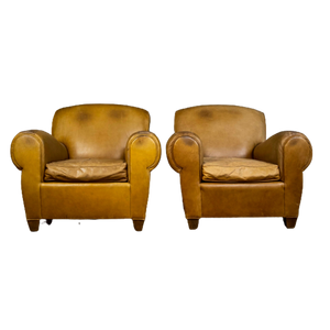 Set Of Leather French Clubchairs