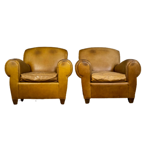 Set Of Leather French Clubchairs