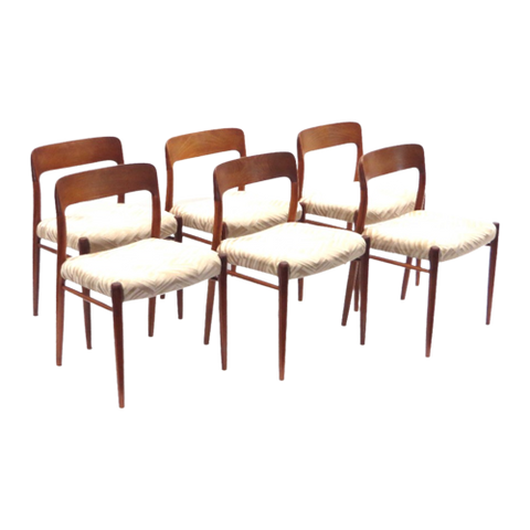 Set Van 6 Model 75 Stoelen Ontworpen Door Niels Möller Uit De Jaren '60