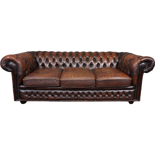 Stoere Geleefde Rundleren Ruime 2,5 Zits Chesterfield Bank