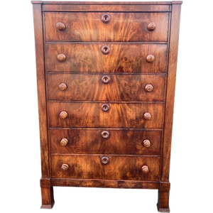 Strakke Antiek Mahonie Ladenkast - Chiffonière, 6 Lades, 155 Cm Hoog