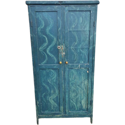 Uniek Houten Boekenkast 2 Deurs Locker Blauw Turquoise