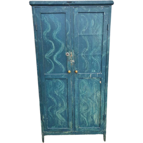 Uniek Houten Boekenkast 2 Deurs Locker Blauw Turquoise