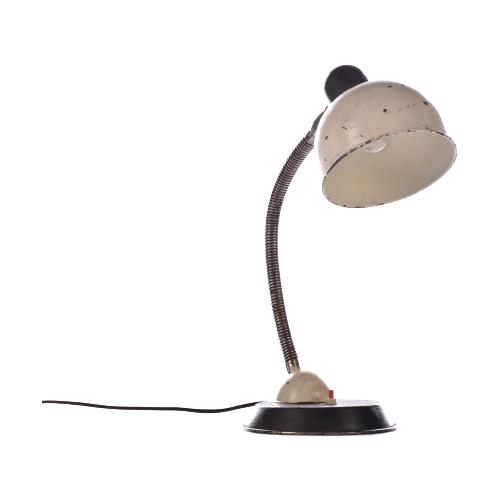 Unieke Art Deco Tafellamp In Wit| Industriele Bureaulamp | Unieke Vintage Bureaulamp Witte| Oud B