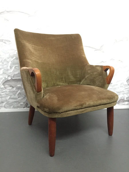 Velours Fauteuil Deens Design Stoel Groen Hout - RELIVING