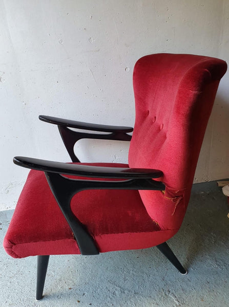 Velours Stoel Fauteuil Vintage Retro Jaren '60 Deens - RELIVING