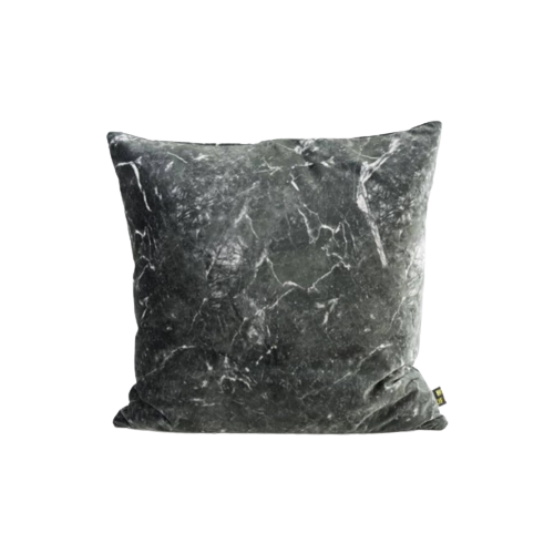 Velvet Marble Kussen - Zwart