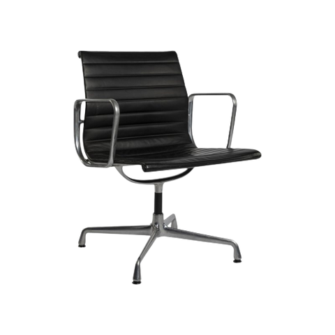 Vitra Eames Ea107 Zwart Leder