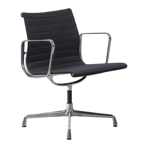 Vitra Eames Ea108 Zwart Hopsak Onderstel Verchroomd