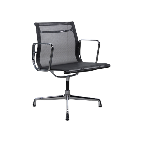 Vitra Eames Ea108 Zwart Netweave Onderstel Verchroomd