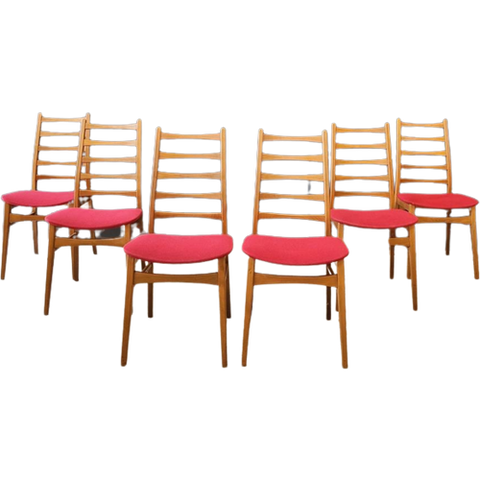 Zes Mid Century Eettafel Stoelen | Vintage - Set 6 Stoelen Prijs/Set